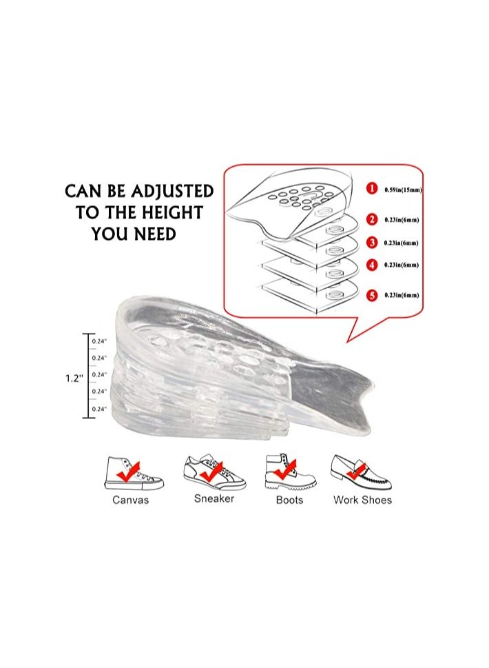 نعل داخلي للكعب جل من السيليكون لزيادة ارتفاع القدم قابل للتعديل من 5 طبقات للحصول على اختلاف في طول الساق للرجال والنساء - Image 3