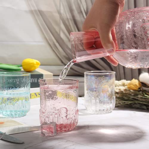 RockTrend Retro Clear Glass Bedside Night Water Carafe with Tumbler Glass, Relief Pitcher And Cup Set Blue - Image 5