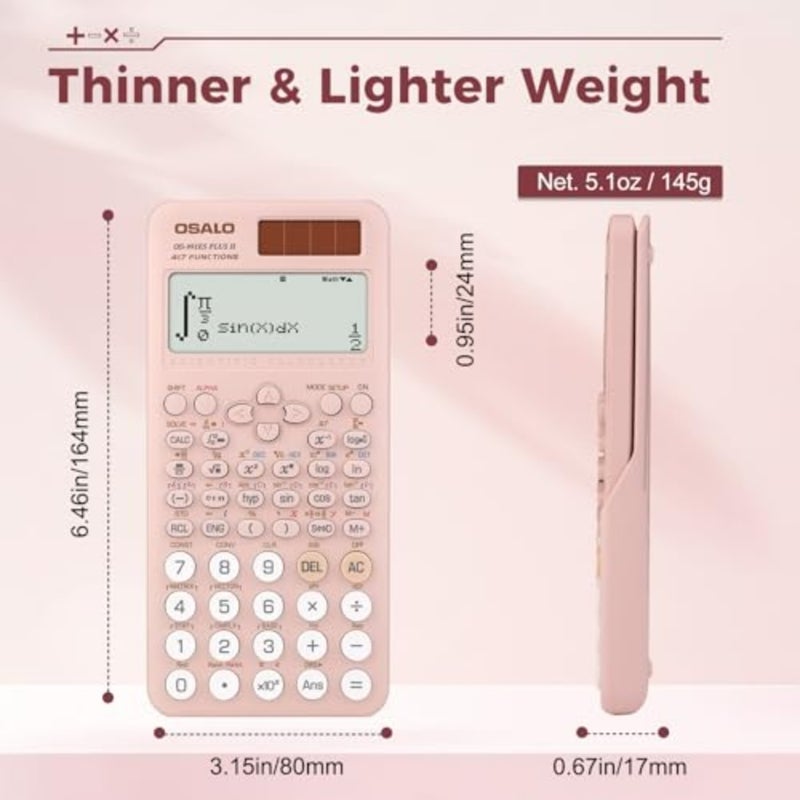 آلة حاسبة علمية 417 وظيفة GCSE School Pink OS-991ES PLUS 2 آلة حاسبة علمية للرياضيات، طاقة شمسية وبطارية لـ GCSE، كلية المدرسة الثانوية الثانوية، شاشة عرض مكتوبة من سطرين - Image 3