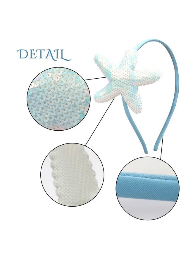 Totelux Starfish Sequins Headband Blue Sea Star Hair Bands Glitter Sea Shell Hair Accessories for Women Girls Beach Birthday Party Favors Decoration Supplies Gift - Image 3