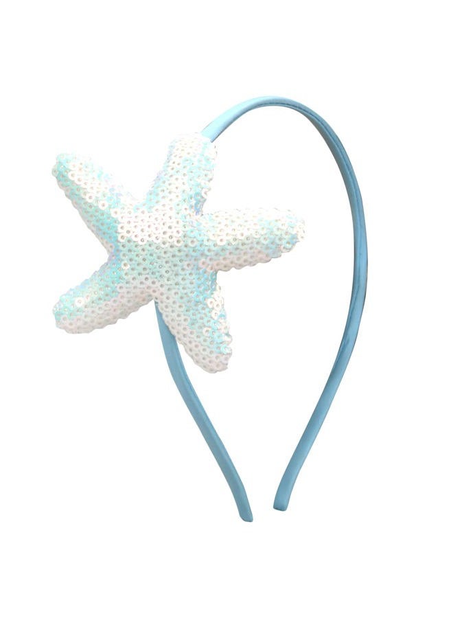 Totelux Starfish Sequins Headband Blue Sea Star Hair Bands Glitter Sea Shell Hair Accessories for Women Girls Beach Birthday Party Favors Decoration Supplies Gift - Image 1
