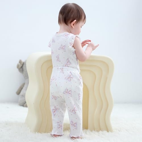 Ruliby Baby Girl Bodysuit and Pant Set Summer Soft Newborn Clothes Outfits 912 month - Image 3