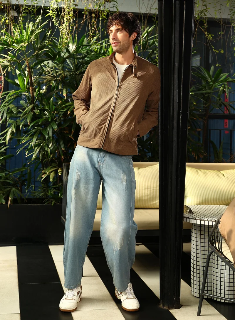 CAHOOT  Men's Coffee Brown Corduroy Rider Jacket for Men | Best Price UAE
