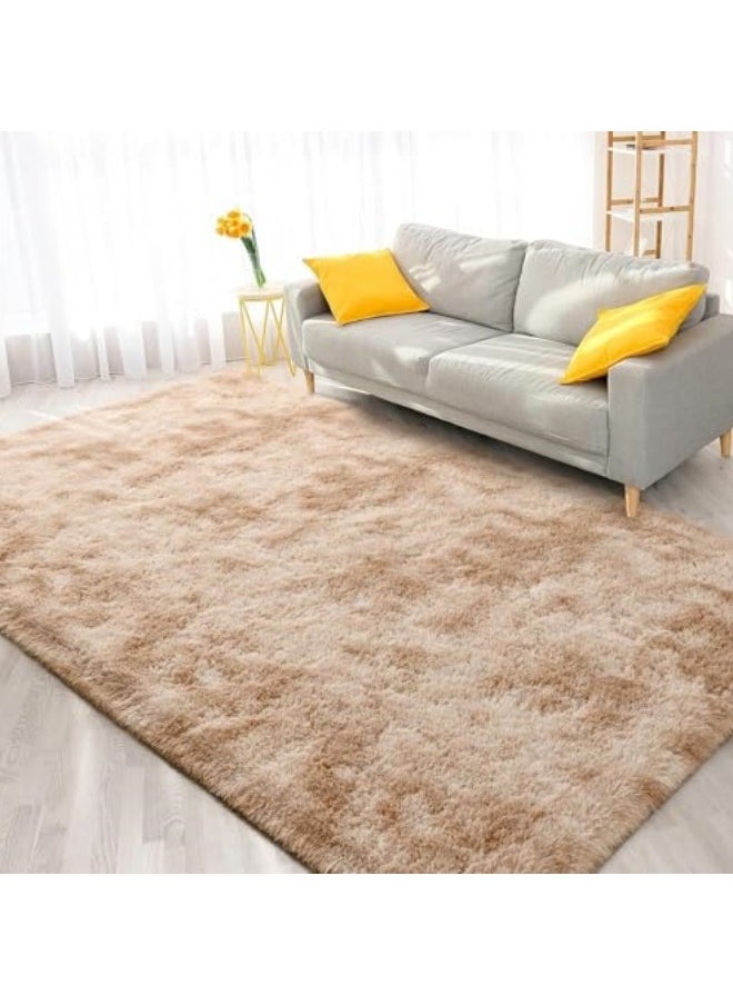 GGEROU Area Rugs Living Room Super Fluffy Soft Touch Rug Thickened Washable Bottom Anti-Skid Large Area Rugs Indoor Modern Home Decor Floor Carper Camel  - Image 1