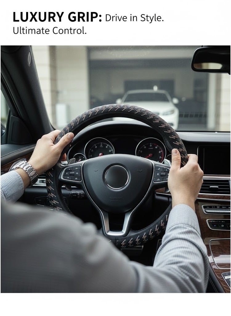 سي جي اس غطاء عجلة قيادة عالمي للنساء مع أحجار الراين الذهبية والزرقاء - Image 3