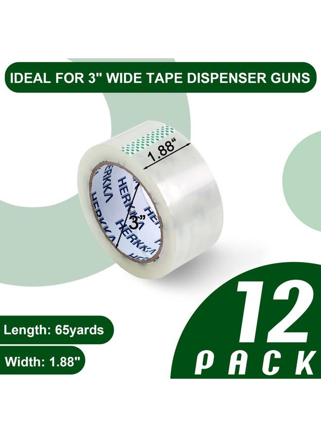 HERKKA Clear Packing Tape, 12 Rolls Heavy Duty Packaging Tape for Shipping Packaging Moving Sealing, Thicker Clear Packing Tape, 1.88 inches Wide, 65 Yards Per Roll, 780 Total Yards - Image 3