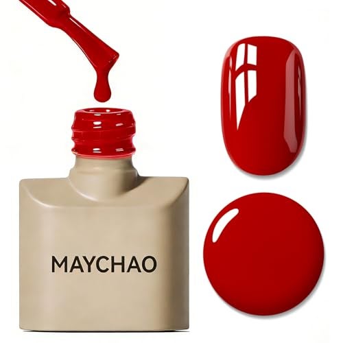 MAYCHAO ماي تشاو طلاء أظافر جل أحمر 15 مل 1 قطعة طلاء جل أحمر ساطع قابل للإزالة تحت الأشعة فوق البنفسجية LED طلاء أظافر فن الأظافر للمبتدئين صالون مانيكير DIY في المنزل 05 أونصة - Image 1