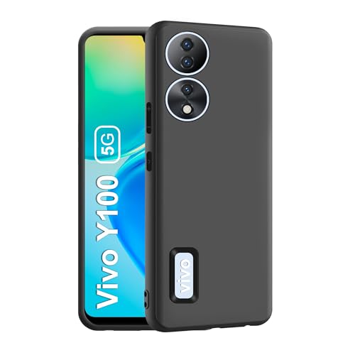 CEDO Back Cover for Vivo Y100 / Vivo T2 (5G) | Camera Bump Protection & Inner Velvet Fabric Lining | Ultra Slim Matte Soft Rubberised Case Cover (Black) - Image 1