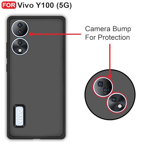 CEDO Back Cover for Vivo Y100 / Vivo T2 (5G) | Camera Bump Protection & Inner Velvet Fabric Lining | Ultra Slim Matte Soft Rubberised Case Cover (Black) - Image 3