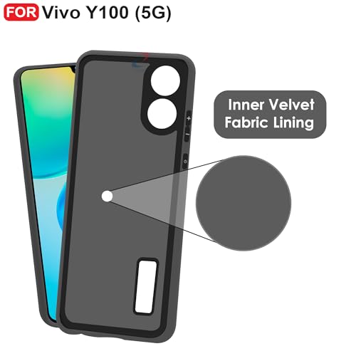 CEDO Back Cover for Vivo Y100 / Vivo T2 (5G) | Camera Bump Protection & Inner Velvet Fabric Lining | Ultra Slim Matte Soft Rubberised Case Cover (Black) - Image 4