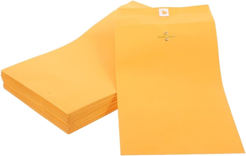 100Pcs 6X9 Inch Kraft Clasp Catalog Envelopes with Gummed Seal Heavyweight Paper Business Mailing Security Envelopes for Office Document Storage and Mailing - Image 1