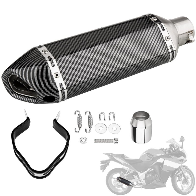 HAZAWA Slip-On Motorcycle Exhaust Muffler 51mm with Removable DB Killer, Carbon Fiber-Style Universal Exhaust for 38â€“51mm Pipes, Fit for Street & Sport Bikes (Carbon Fiber Pattern) - Image 1