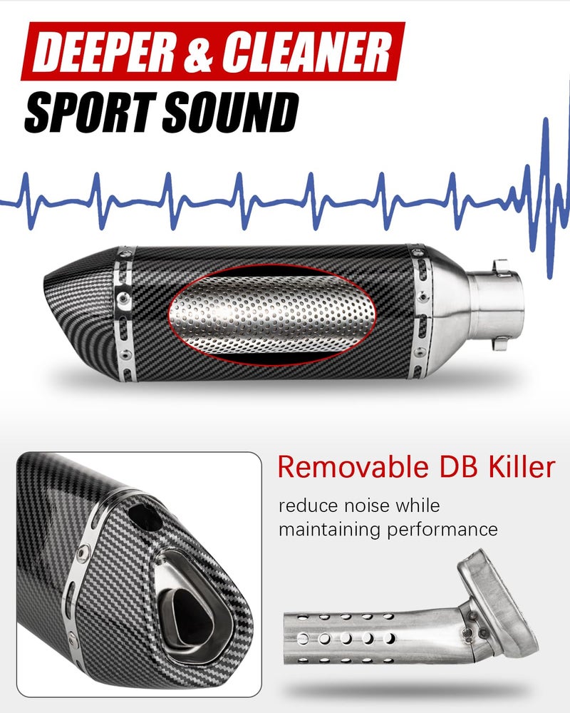 HAZAWA Slip-On Motorcycle Exhaust Muffler 51mm with Removable DB Killer, Carbon Fiber-Style Universal Exhaust for 38â€“51mm Pipes, Fit for Street & Sport Bikes (Carbon Fiber Pattern) - Image 4