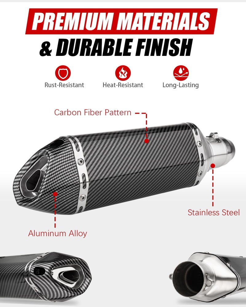 HAZAWA Slip-On Motorcycle Exhaust Muffler 51mm with Removable DB Killer, Carbon Fiber-Style Universal Exhaust for 38â€“51mm Pipes, Fit for Street & Sport Bikes (Carbon Fiber Pattern) - Image 3