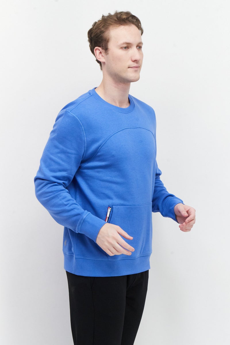 Fourlaps سويت شيرت رجالي بأكمام طويلة وياقة دائرية، أزرق - Image 3