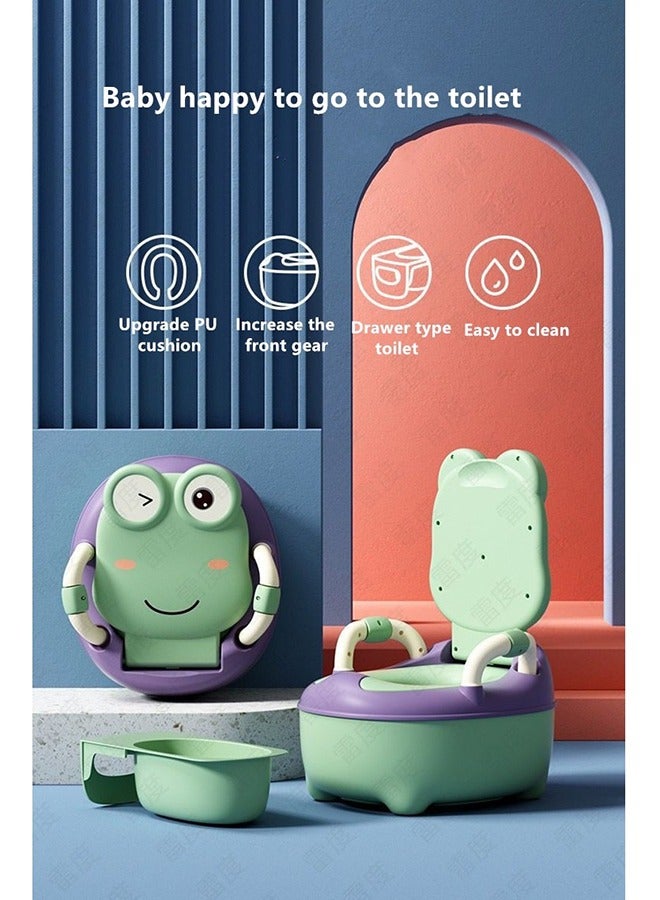 BABY PLUS Potty Training Seat Potty training toilet with lid for kids Toddler Potty Chair with Soft Seat Training Potty System Easy to Clean and Easy to Use Potty Training Seat Children's Training Toilet Green - Image 1