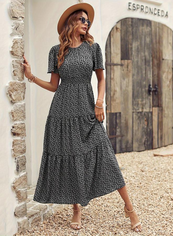 تايك تو فستان بطبقات بنقشة الزهور - Image 1