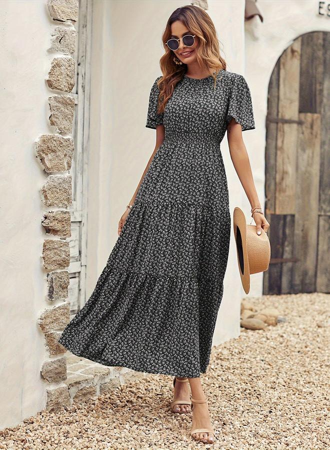 تايك تو فستان بطبقات بنقشة الزهور - Image 5