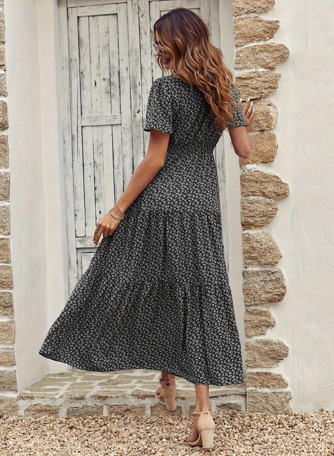 تايك تو فستان بطبقات بنقشة الزهور - Image 2