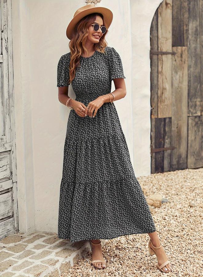 تايك تو فستان بطبقات بنقشة الزهور - Image 4