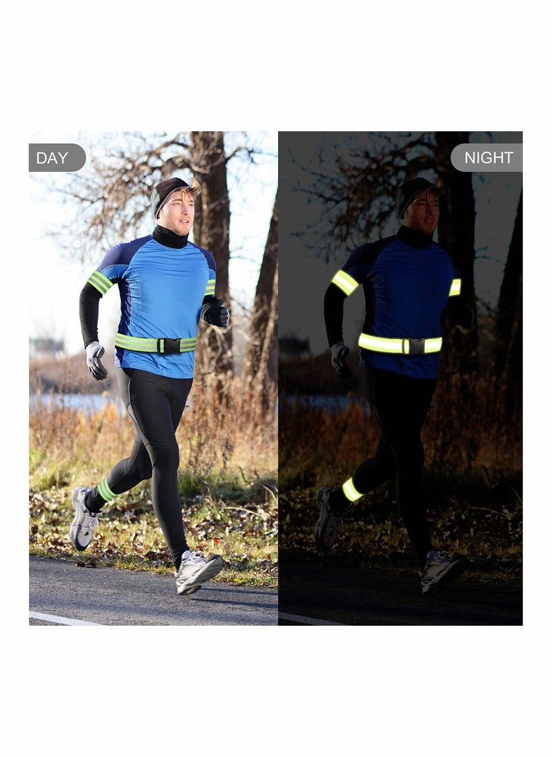 6 Pieces High Visibility Reflective Belt Army PT Belt Reflective Running Gear for Men and Women for Night Running Cycling Walking Military Safety Reflector Strips Green  - Image 3
