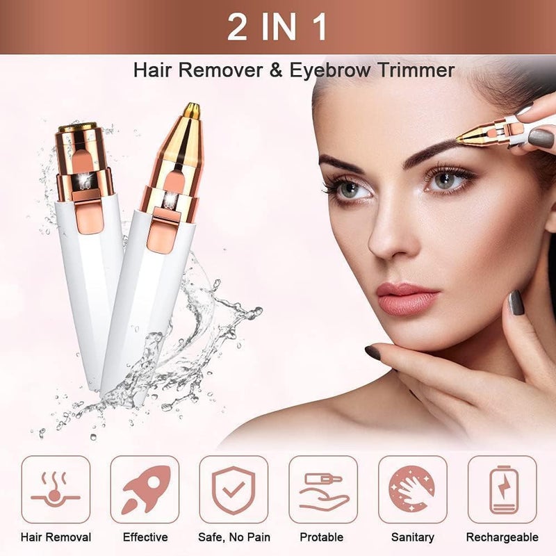مكمولا مزيل شعر الوجه من ماكمولا للنساء، قلامة الحواجب ومزيل شعر الوجه 2 في 1، ماكينة حلاقة نسائية قابلة للشحن ومقاومة للماء وخالية من الألم للشفاه والأنف والوجه والجسم وزغب الخوخ - Image 3