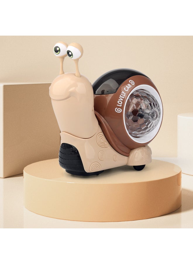 Children's Electric Toys Sound And Light Nod Small Snail Universal Automatic Obstacle Avoidance Projection Baby Children's Toys Wholesale-Color:Pointed Snail -Specifications:Charger + Rechargeable Battery + Screwdriver  - Image 1