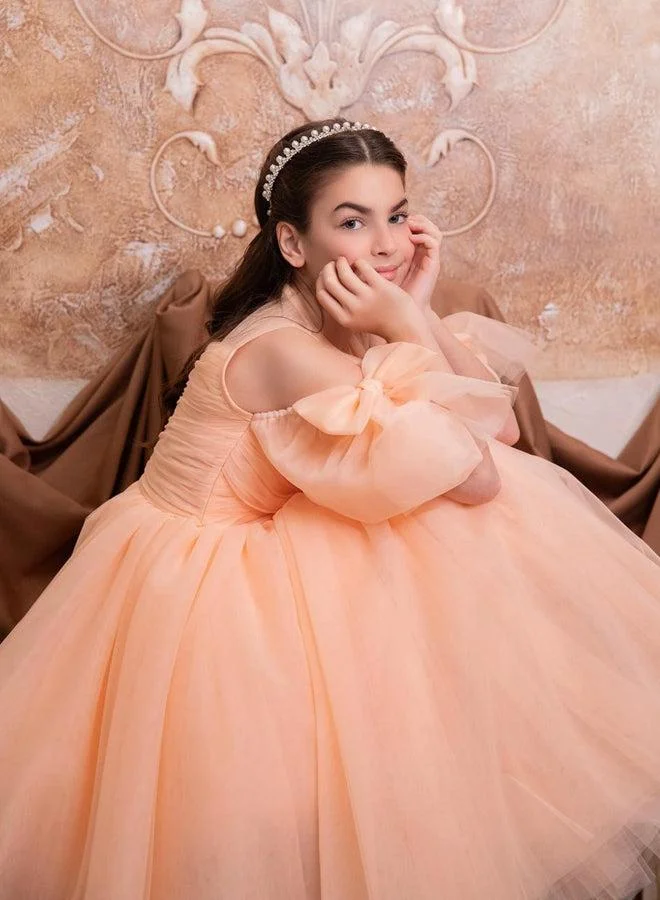 Via Bambino Peach Couture Princess Ball Gown 26011