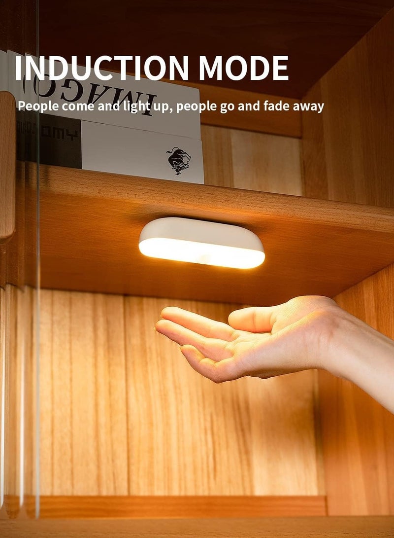 SYOSI مصباح ليلي LED، مصباح خزانة حساس للحركة، إضاءة محمولة بدون سلك تعمل ببطارية مغناطيسية لخزانة الملابس، غرفة النوم، الدولاب، المطبخ، الخزانة، الممر، غرفة التخزين، الحمام، 3 قطع - Image 4