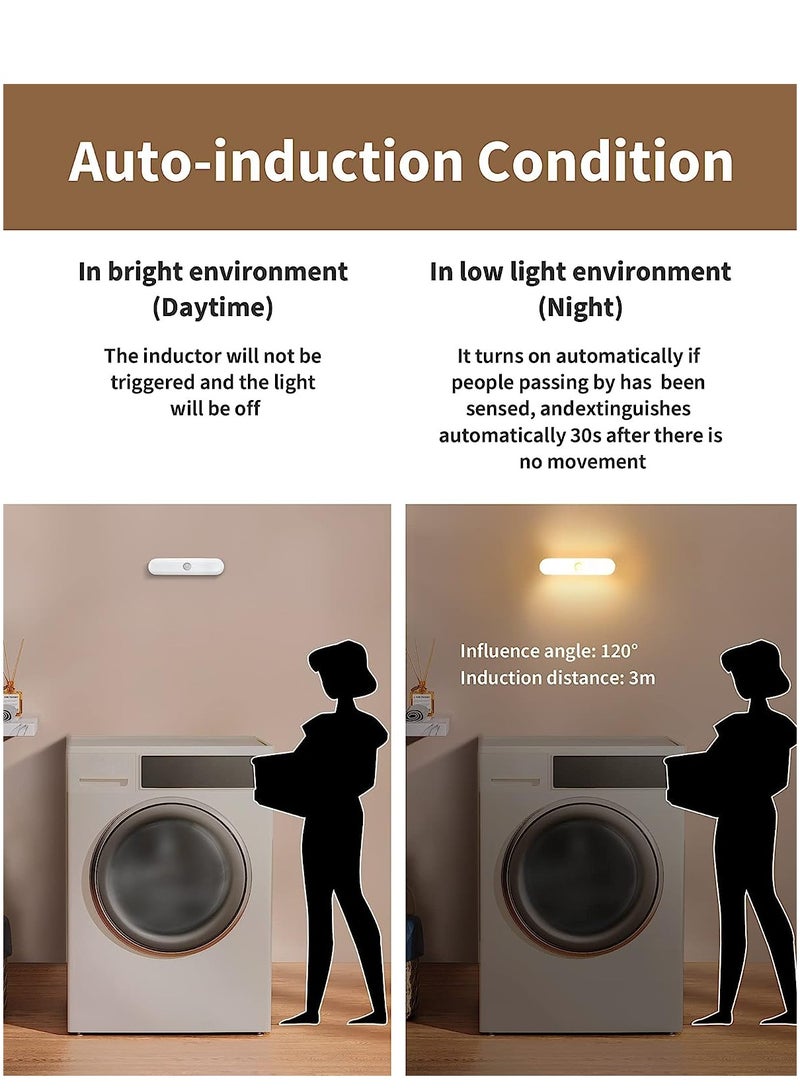SYOSI مصباح ليلي LED، مصباح خزانة حساس للحركة، إضاءة محمولة بدون سلك تعمل ببطارية مغناطيسية لخزانة الملابس، غرفة النوم، الدولاب، المطبخ، الخزانة، الممر، غرفة التخزين، الحمام، 3 قطع - Image 2