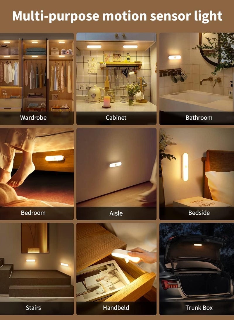 SYOSI مصباح ليلي LED، مصباح خزانة حساس للحركة، إضاءة محمولة بدون سلك تعمل ببطارية مغناطيسية لخزانة الملابس، غرفة النوم، الدولاب، المطبخ، الخزانة، الممر، غرفة التخزين، الحمام، 3 قطع - Image 3