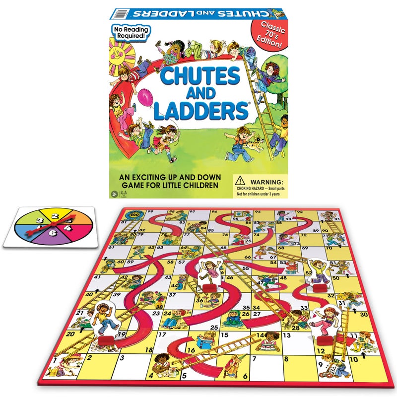 Winning Moves Classic Chutes and Ladders with 1970's Artwork by Winning Moves Games USA for Children Ages 3 and Up, Preschool Games for 2-4 Players (1195) - Image 1