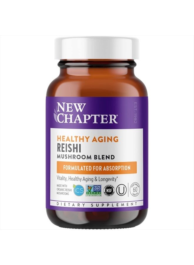New Chapter Reishi Mushroom - LifeShield Reishi for Healthy Aging + Organic Reishi Mushroom + Vegan + Non-GMO, Nootropic Ingredients - 60 ct - Image 1