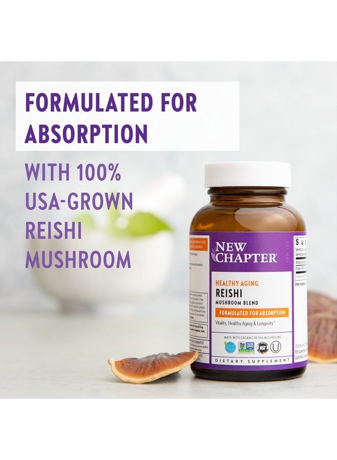 New Chapter Reishi Mushroom - LifeShield Reishi for Healthy Aging + Organic Reishi Mushroom + Vegan + Non-GMO, Nootropic Ingredients - 60 ct - Image 3