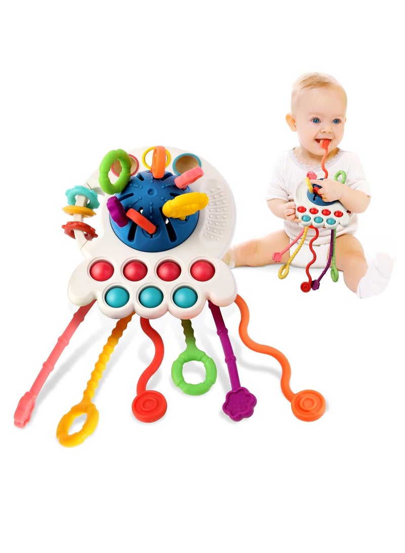Safe Teething Toys, Montessori Sensory Toys with Bright Colors and Unique Shape, Early Development Activity Pull String Toys, Fine Motor Skill Toys for Baby  - Image 1