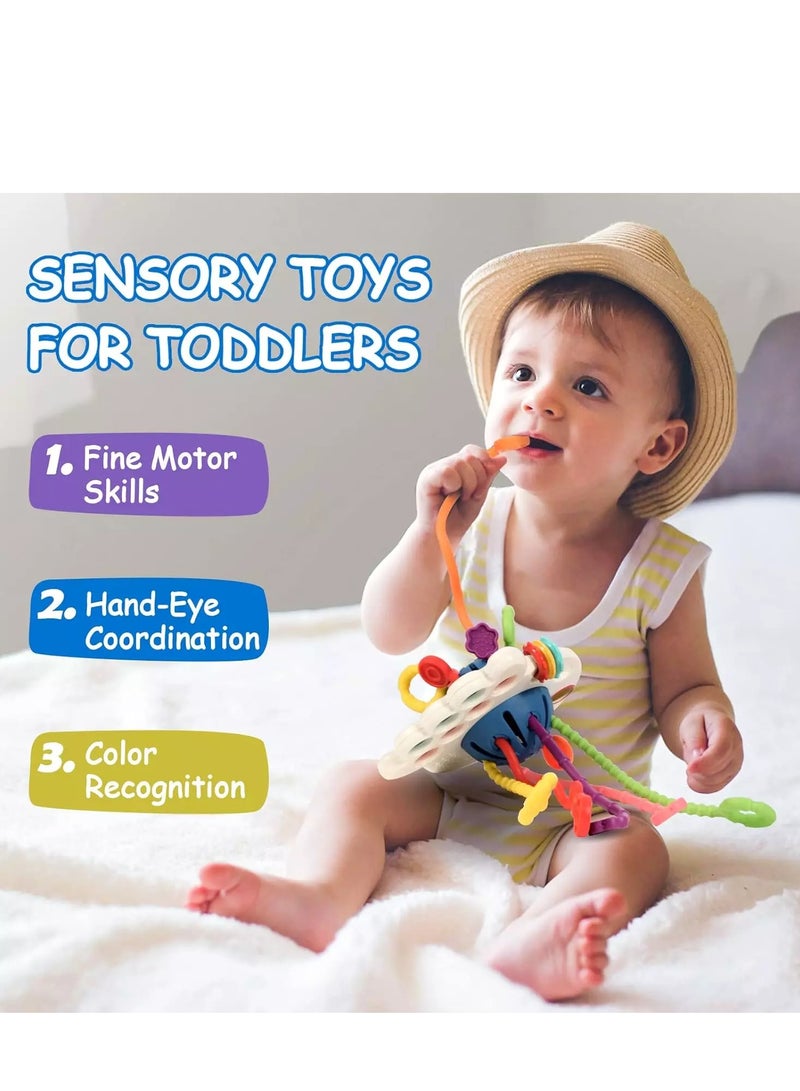 Safe Teething Toys, Montessori Sensory Toys with Bright Colors and Unique Shape, Early Development Activity Pull String Toys, Fine Motor Skill Toys for Baby  - Image 2