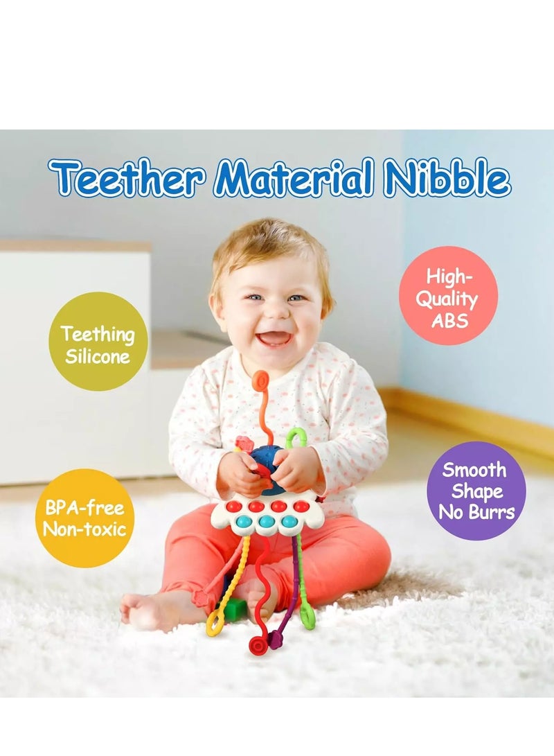 Safe Teething Toys, Montessori Sensory Toys with Bright Colors and Unique Shape, Early Development Activity Pull String Toys, Fine Motor Skill Toys for Baby  - Image 3