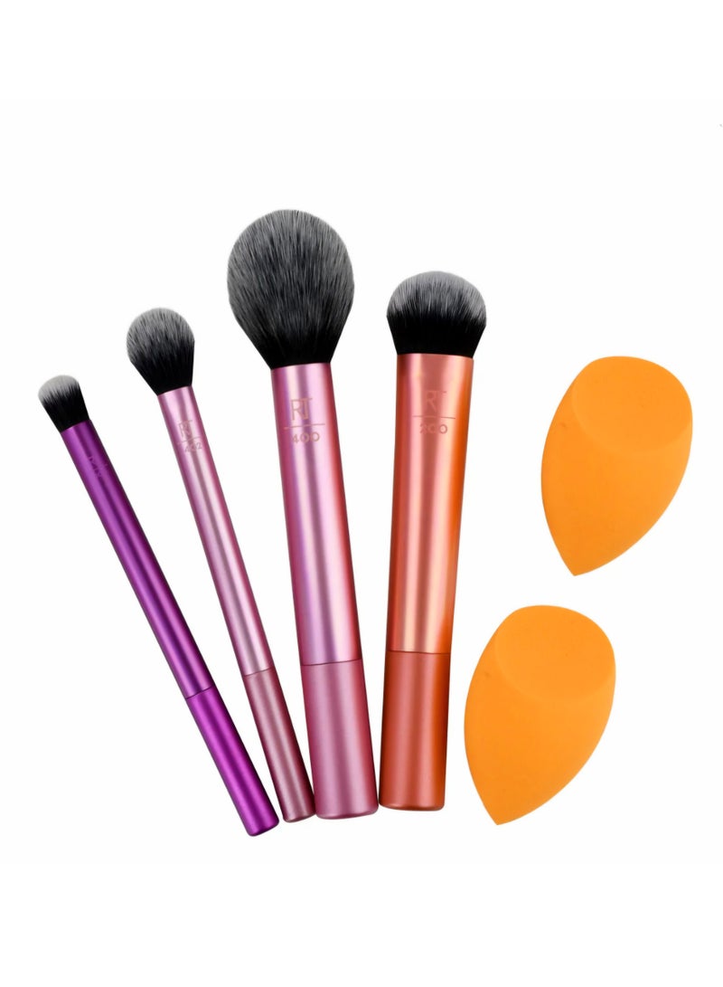 ريل تكنيكس Everyday Essentials Makeup Brush Set with Bonus Miracle Complexion Sponge Multicoloured - Image 3