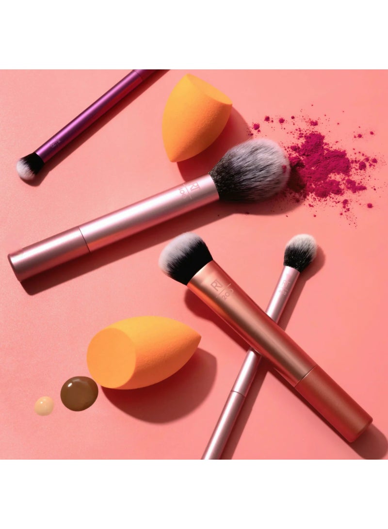 ريل تكنيكس Everyday Essentials Makeup Brush Set with Bonus Miracle Complexion Sponge Multicoloured - Image 5