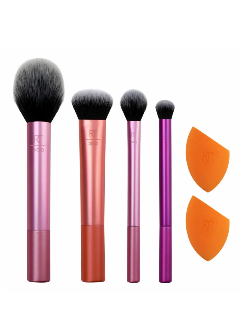 ريل تكنيكس Everyday Essentials Makeup Brush Set with Bonus Miracle Complexion Sponge Multicoloured - Image 2