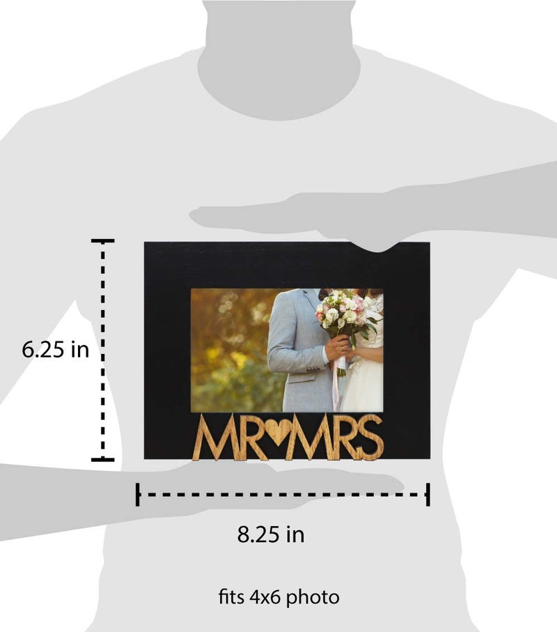 Isaac Jacobs Black Wood Sentiments â€œMr & Mrsâ€ Picture Frame, 4x6 inch, Newlywed Photo Gift for Wedding, Display on Tabletop, Desk (Black, 4x6) - Image 4