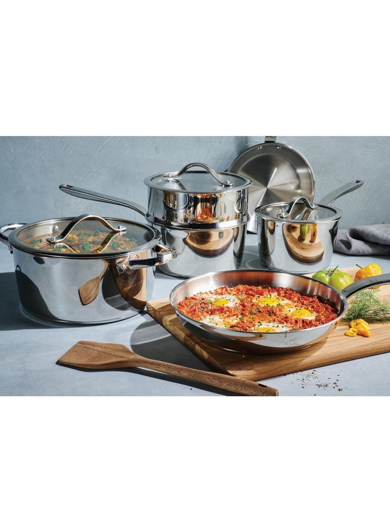Tramontina Since 1911, 9-Piece Tempo Tri-Ply Base Stainless Steel Cookware Set with Glass Lids, Pots and Pans Kitchen Set, Induction-Ready, Oven-Safe, Dishwasher-Safe - Image 4