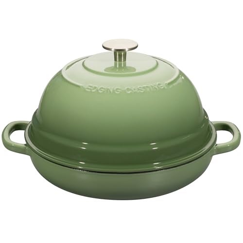 EDGING CASTING Enameled Cast Iron Dutch Oven Pot with Lid, Round Bread Oven for Homemade Sourdough Bread Baking, 6 Quart, Pistachio Green - Image 1