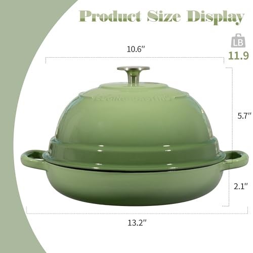 EDGING CASTING Enameled Cast Iron Dutch Oven Pot with Lid, Round Bread Oven for Homemade Sourdough Bread Baking, 6 Quart, Pistachio Green - Image 3