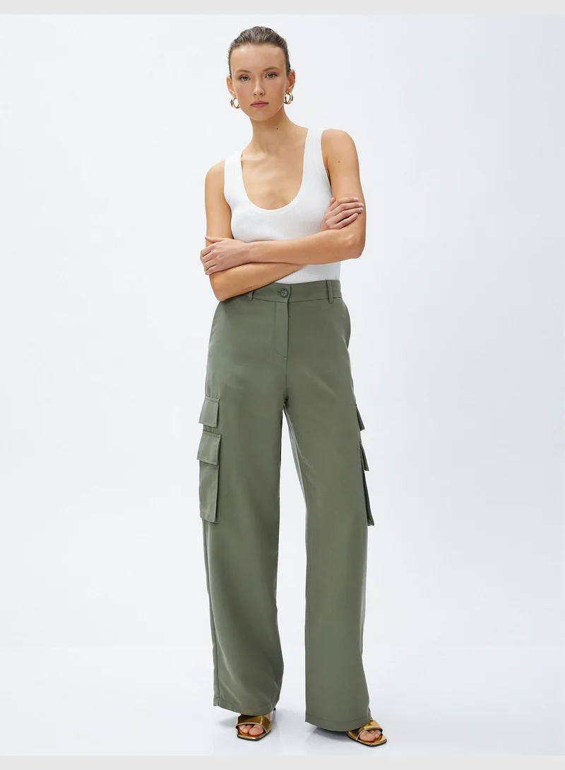 KOTON Modal Mix Wide Leg Cargo Trousers