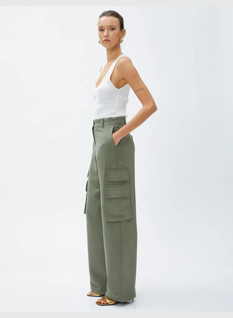 KOTON Modal Mix Wide Leg Cargo Trousers