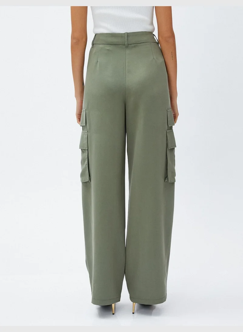 KOTON Modal Mix Wide Leg Cargo Trousers