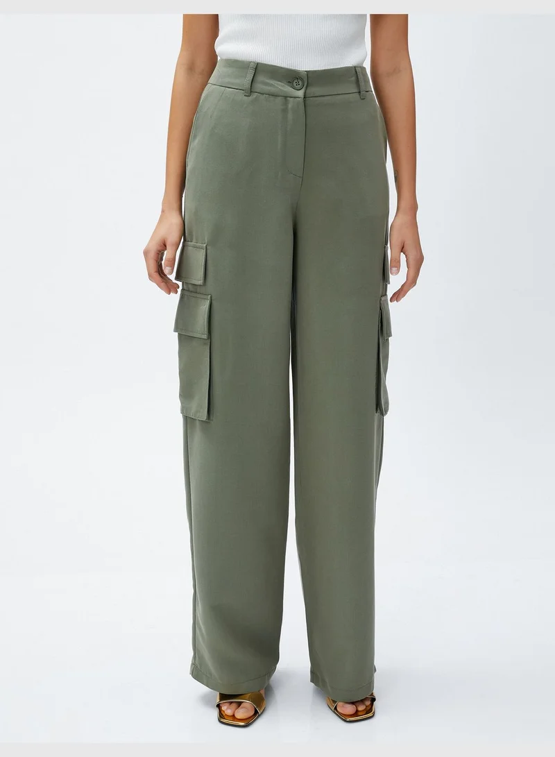 KOTON Modal Mix Wide Leg Cargo Trousers
