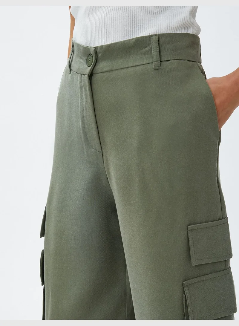 KOTON Modal Mix Wide Leg Cargo Trousers