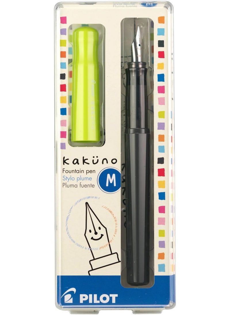 PILOT Kakuno Fountain Pen Green Body With One Ink Cartridge Medium Tip  - Image 1